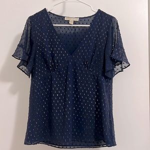 Michael Kors Women’s Top Shirt Blouse Size Small Blue Embellished